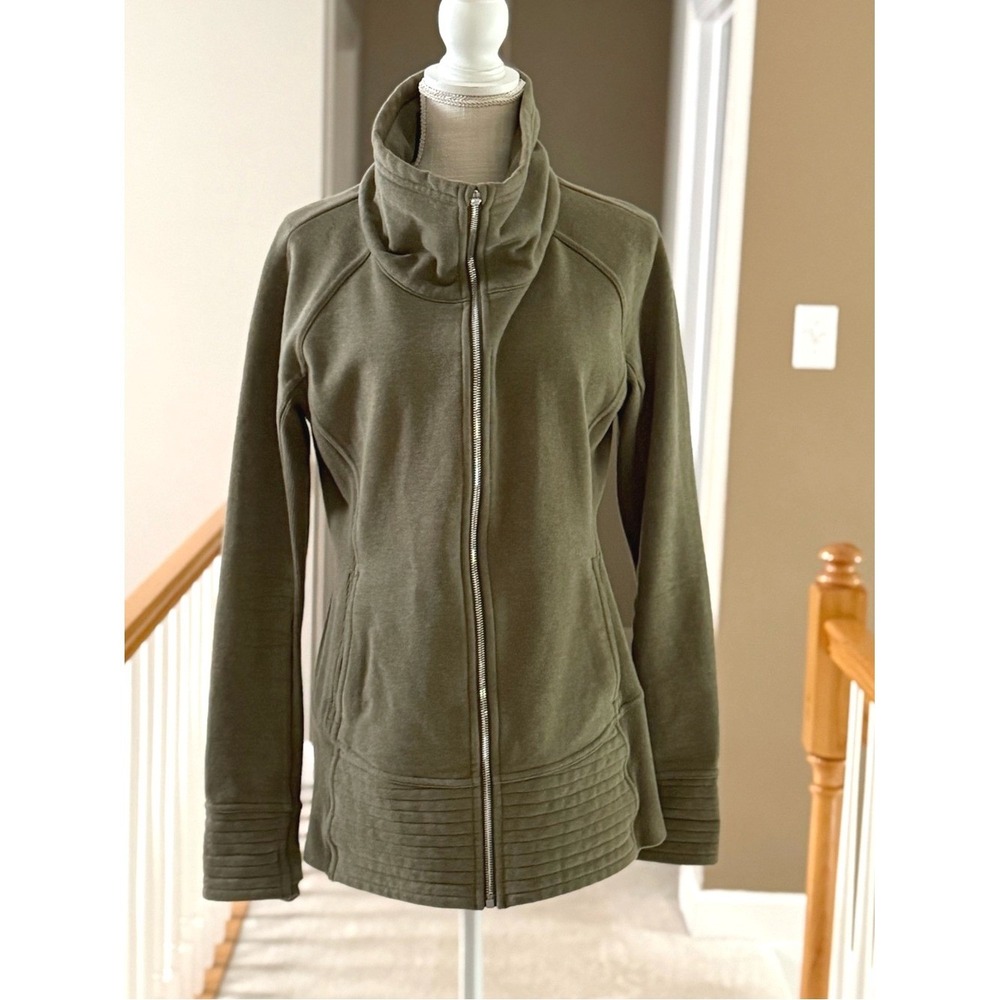 Lululemon Radiant Jacket II Heathered Fatigue Green Zip-Front Women's Jacket 10 - Picture 4 of 15